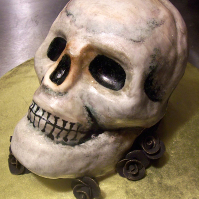 3-D Halloween Skull Cake