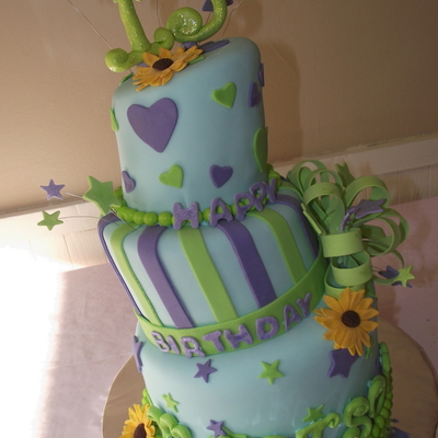 Topsy Turvy Bright Childrens Birthday Cake