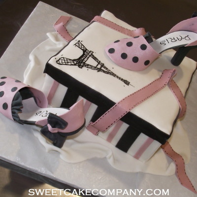 Paris Themed Shoe And Shoe Box Cake