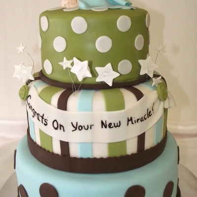 Baby Shower Cake Baby Boy Blue, Green Chocolate Brown