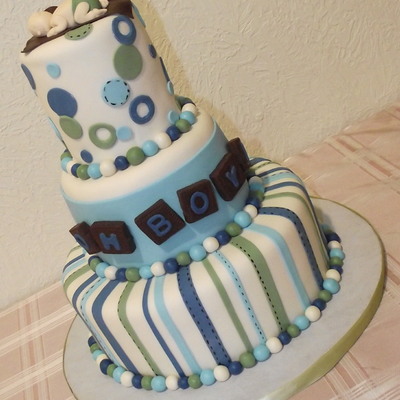 Baby Boy Baby Shower Cake, Blue, Green, White Brown