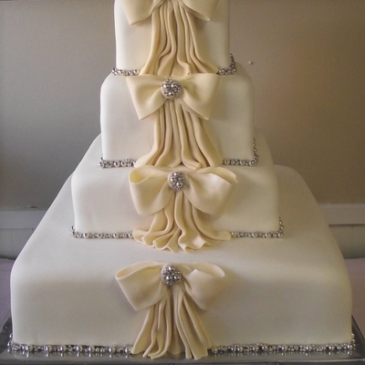 Square Wedding Cake Bows Rhinestones