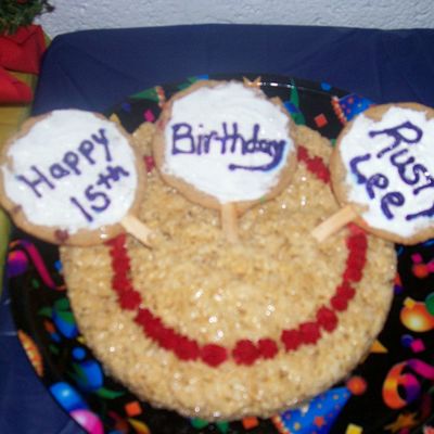 Crispy Treat Birthday Cake With Cookie Pops