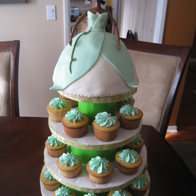 Princess Tiana Doll Cake, Cupcakes And Homemade Stand