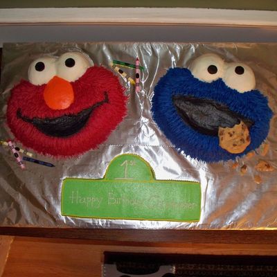 Elmo And Cookie Monster Cake