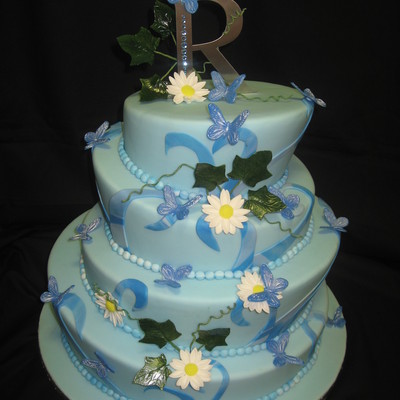 Blue Topsy Turvy Wedding Cake