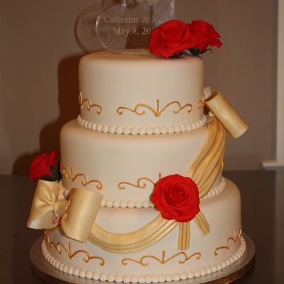 Golden Bows With Red Roses