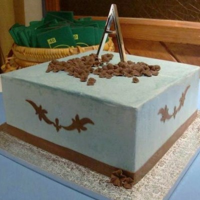 Blue And Chocolate Birthday Cake