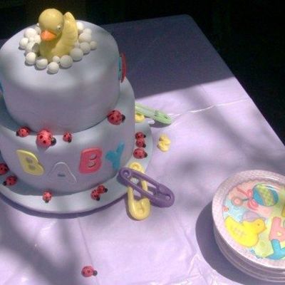 Purple Baby Shower Cake To Match Napkin