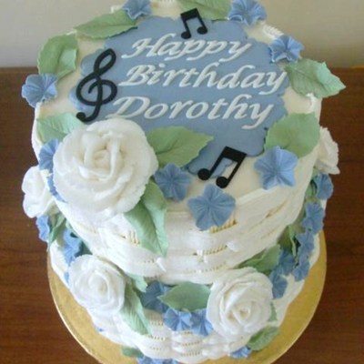 Blue And White Birthday Cake