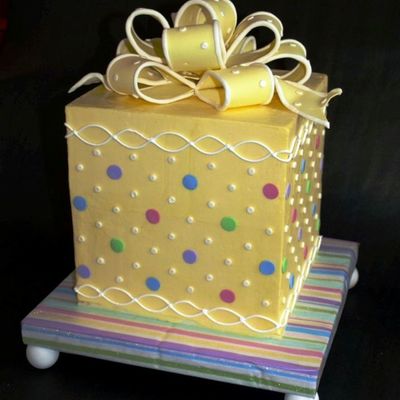 Cube Cake With Looped Bow