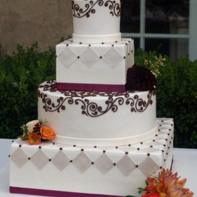 Scrollwork & Harlequin Mix Shape Cake