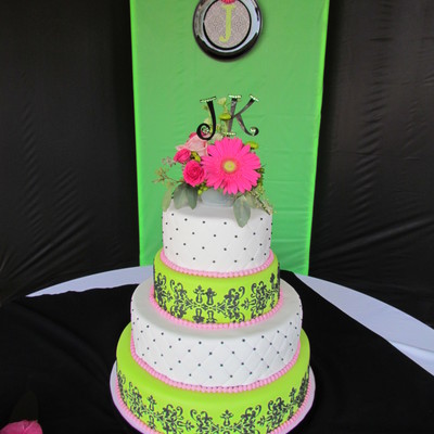 Pink & Green Wedding Cake