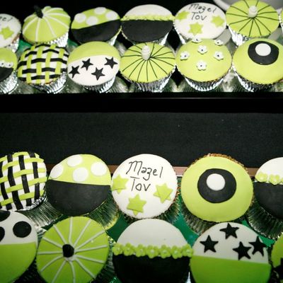 Lime, Black, White Cupcakes