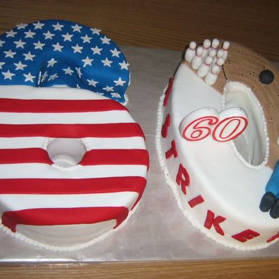60 With American Flag And Bowling