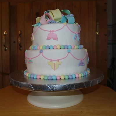 Baby Clothes Line Shower Cake