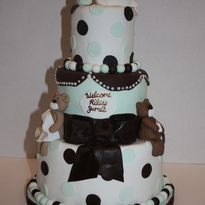 Green And Brown Baby Shower Cake