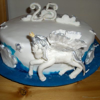 A Unicorn Silver Anniversary Cake