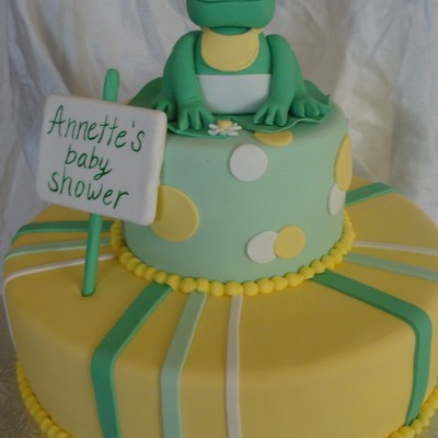 Baby Frog Theme Baby Shower Cake