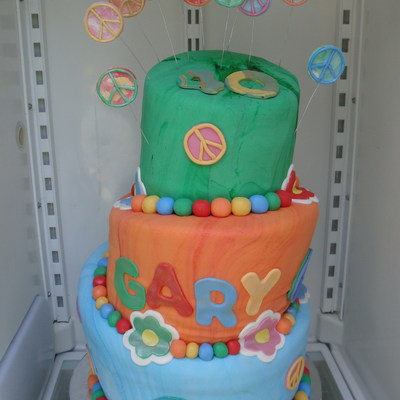 Tie Dye Groovy 40Th Cake