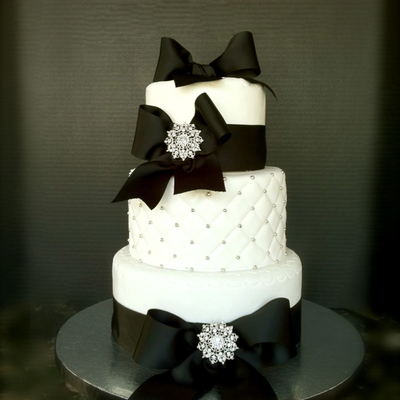 Black And White Engagement Cake