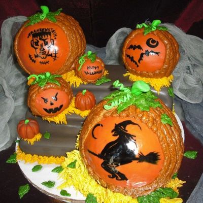Carved Jack-O-Lanterns On A Stoop