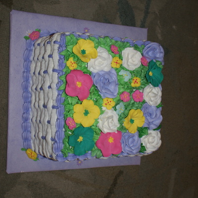 Basketweave With Flowers