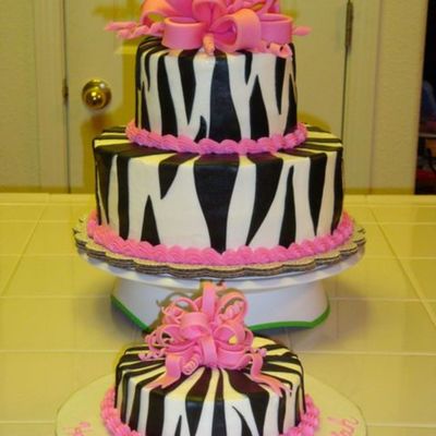 Zebra Pink Bow Cake