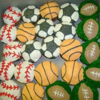 Sports Cupcakes Baseball, Basketball, Football, Soccer
