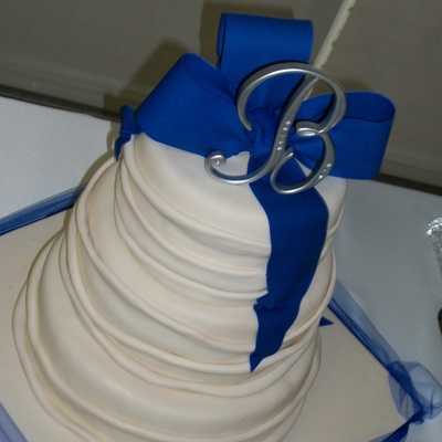 Royal Blue & White Wedding Cake