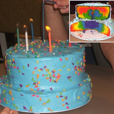Tie-Dyed Rainbow Birthday Cake