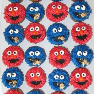 Elmo And Cookie Monster Cupcakes