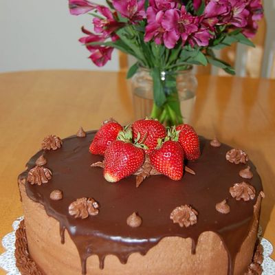 Chocolate Cake With Dark Chocolate Glaze.