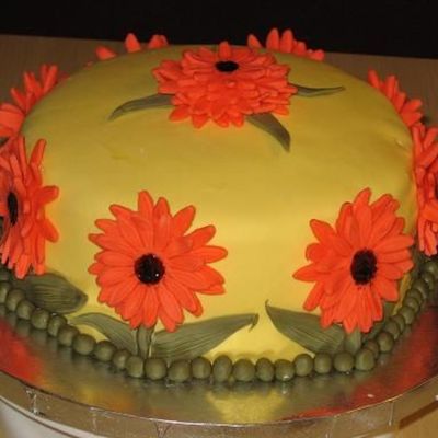 Gerber Daisy Birthday Cake