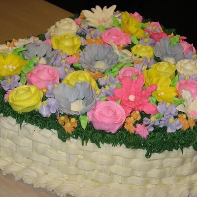 Floral Garden Basketweave Birthday Cake