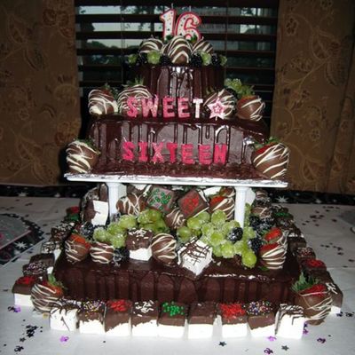 Chocolate, Strawberries, Black Berries And Grapes