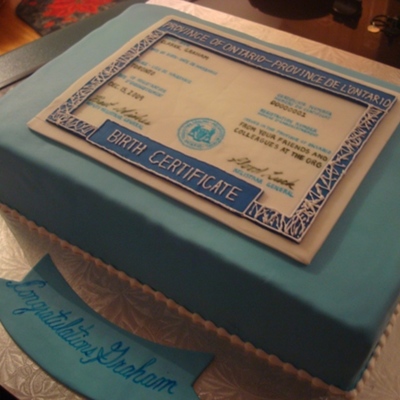 Birth Certificate Cake
