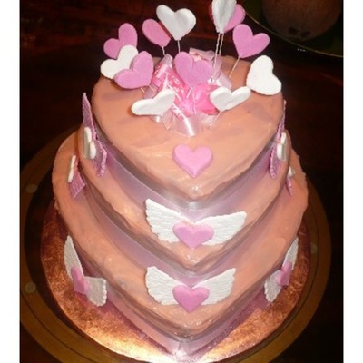 Heart 3 Tier Angel Cake