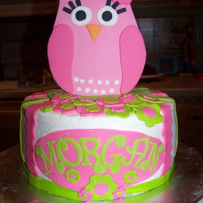 Pink Owl Birthday Cake