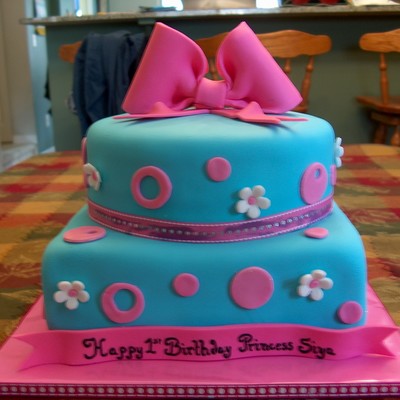 Pink And Blue Birthday Cake