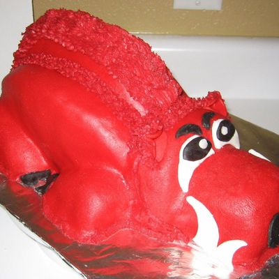 My 2Nd Fondant Cake- Arkansas Razorback Cake!