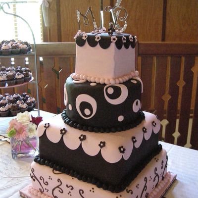 Megan & Brian's Brown & Pink Wedding Cake