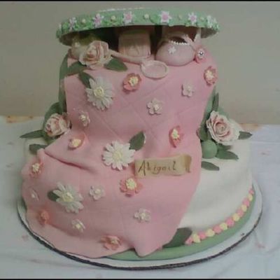 Baby Shower Hatbox Cake