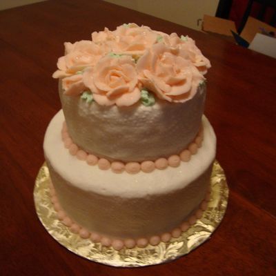 Peach Rose Wedding Cake