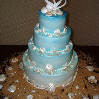 Beach Theme Wedding Cake