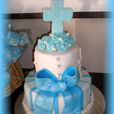Baby Blue Babtism Cake