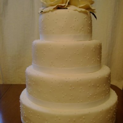 Basic White On White Wedding Cake