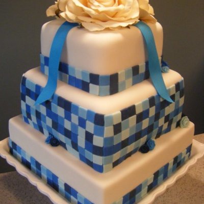 Blue Mosaic Wedding Cake