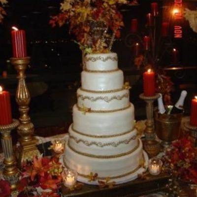 6 Tier White And Gold November Wedding Cake