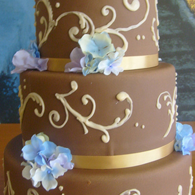 Chocolate Fondant And Gold Wedding Cake